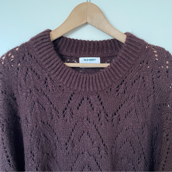 Old Navy Cozy Pointelle-Knit Crew-Neck Sweater Burgundy Size Extra Large - Picture 5 of 10